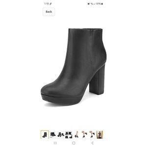 6.5 Dream Pairs Stomp Black Chunky Block High Heel Ankle Boots Booties Side Zip